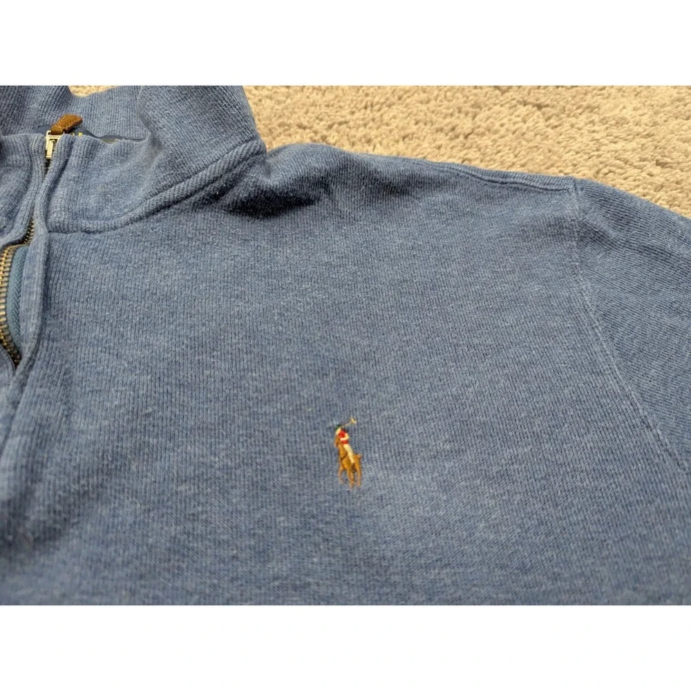 Polo Ralph Lauren‎ Sweatshirt Mens XXL Pullover Estate Rib Blue 1/4 Zip